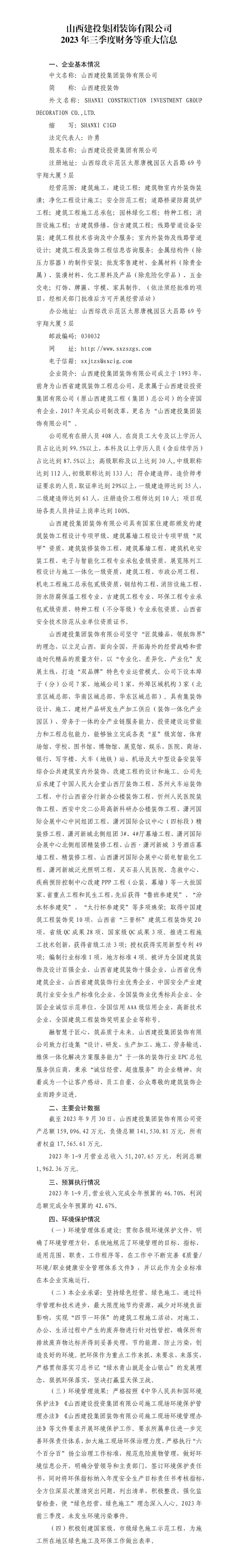 ɽ����Ͷ����װ�����޹�˾2023�������Ȳ�����ش���Ϣ